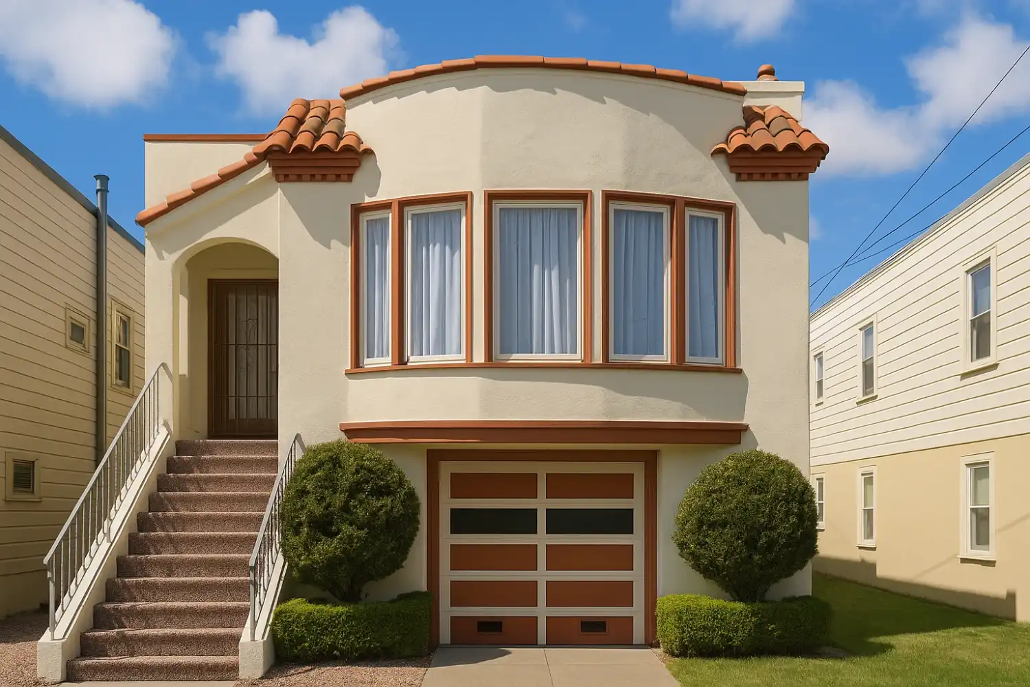 Stucco And Orange Two Story House Photo